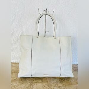 XL REBECCA MINKOFF White leather tote shoulder bag